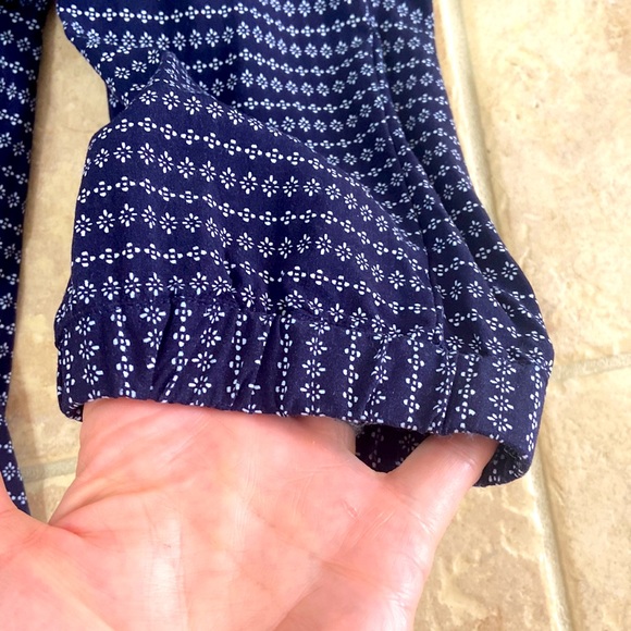 Navy Romper with white designs. Great condition. Elastic waist with tie. - Picture 3 of 5